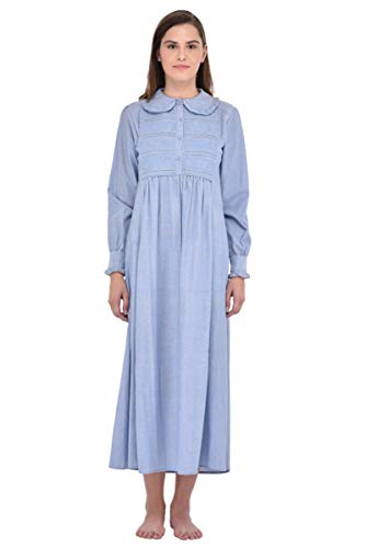 Chemise de nuit manches longues Nightingales col claudine en chambray
