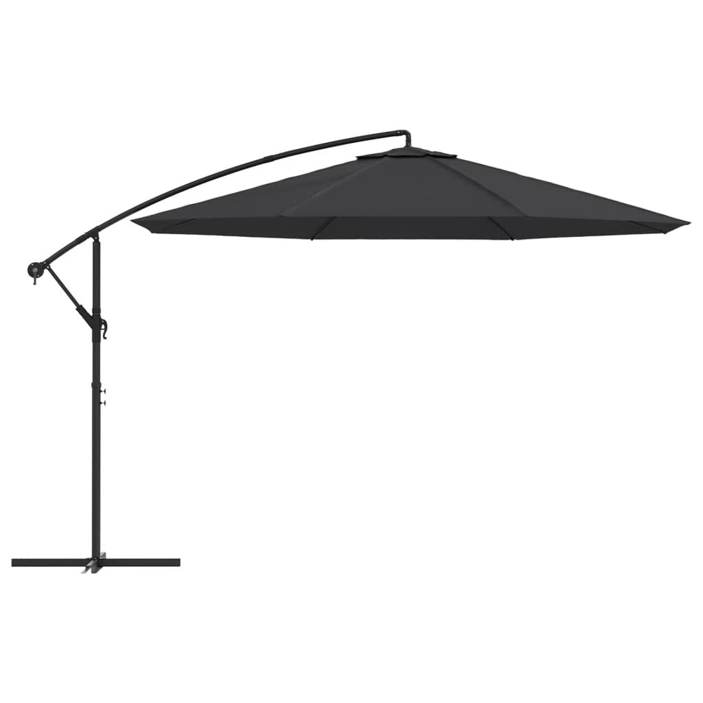 Ombrellone da giardino, 350 cm, con manovella, inclinabile, colore: nero | Grande ombrellone inclinabile per terrazza e giardino, parasole regolabile con stabile base a croce e sfiato.