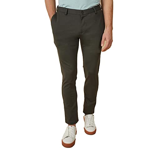 Image of Siea Casual Solid Khakis in Brown