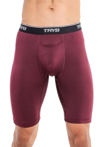 Image of TRYB Men's Compression Shorts & Pants | Sports Innerwear for Gym, Running & Training | Quick Dry, Breathable, 4-Way Stretch, Moisture Wicking, Anti-Chafing Muscle Support Athletic Wear with Pocket