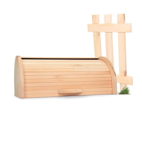 ZirbenBrotdose elegant mit Rollo - 2-teilig - Brotdose mit Ablagegitter - Maße: 450x280x200mm (LxBxH)
