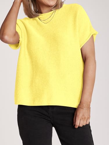 Image of Saodimallsu Women's Short Sleeve Lightweight Casual Crewneck Loose Fit Knit T-Shirt