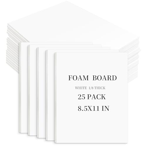 Golden State Art White Foam Boards 8.5x11x1/8" Thick 25 Pack
