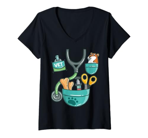 Womens Veterinary Animal Zoo Animals Veterinarian Halloween Costume V-Neck T-Shirt
