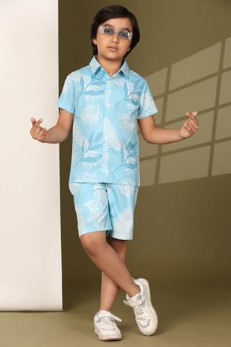 Image of Boys Printed Casual Shirt Short Sleeve Button Down Beach Shirt for Kids