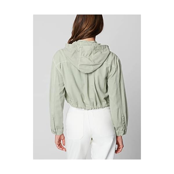 [BLANKNYC] womens Twill Hooded Shirt Jacket With Pockets and Drawstring Finish, Stylish Coat & Designer Clothing - Image 3