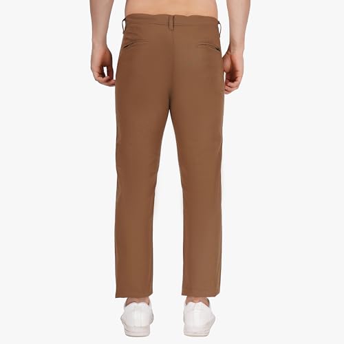 Image of Men's Regular Fit Linen Trousers | Slim Fit Lightweight Casual Pants | Stylish Dress Pants for Office or Travel | Premium Luxury Linen Trouser Pant with Breathable Comfort