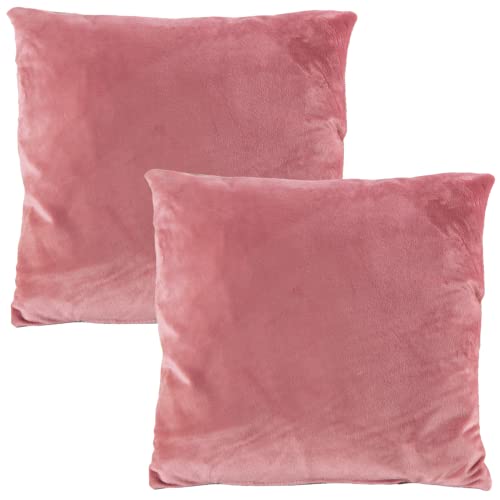 Dalicoco Cojines Sofá con Relleno Incluido, 2 Unidades De Cojines De Terciopelo Rosa para Sofás De Salón Y Decoración Hogar. Fundas Cojines 45 X 45 Y Rellenos Cojines 45x45, Pack 2 Cojines Cama Cover