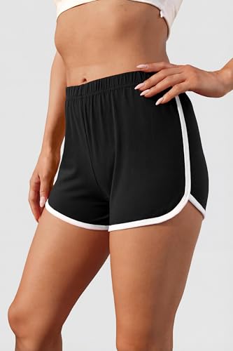 Image of URATOT 2 Pack Yoga Short Pants Summer Running Athletic Shorts Women Dance Gym Workout Elastic Waist Shorts
