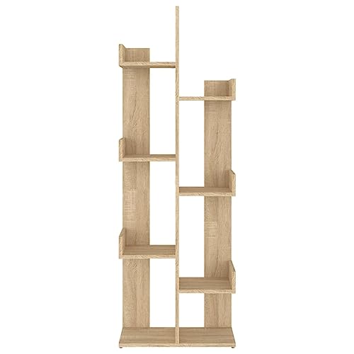 Qnhdfrt 8-Tier Tree Bookshelf, Engineered Wood, Sonoma Oak – vue 4
