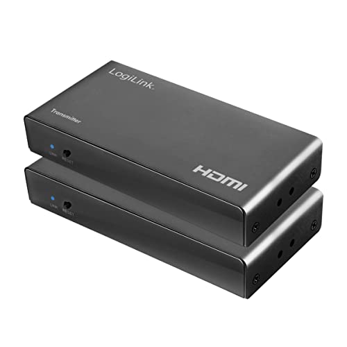 LogiLink HD0057 - HDMI-Extender-Set (1x Empfangseinheit & 1x Sendeeinheit) über LAN/Netzwerk, KVM (Keyboard/Video/Maus) 50m, 2xUSB,1080p/60Hz,HDCP,IR,Loop Out
