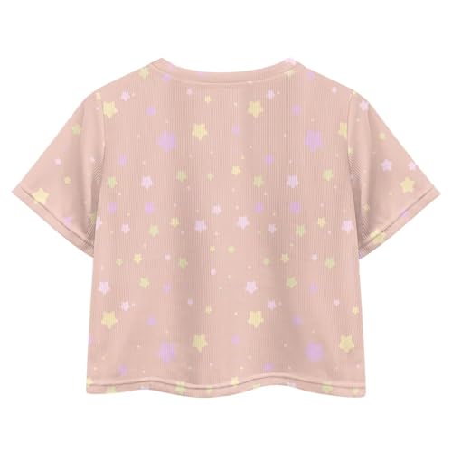 Image of Girls Fashion Crewneck Tee Shirts Casual Short Sleeve Crop Top Summer Outfits 5-14 Year