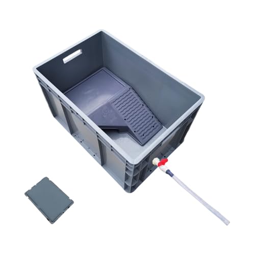 AOUCN亀飼育用水槽、プラスチック水槽 、飼育、下部排水、丈夫で耐久性、厚みのある素材、 ペットケージ、 爬虫類、 両生類 、繁殖、休憩、日向ぼっこ (グレー,60*40*34cm)