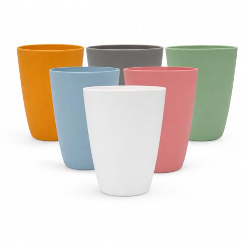 Image of Wheat Straw Cups - Set of 6 Reusable 400ml Drinking Glasses | Unbreakable Lightweight Tumblers for Water, Juice, Tea, Coffee | Home, Kitchen, Outdoor Use (Multicolor)