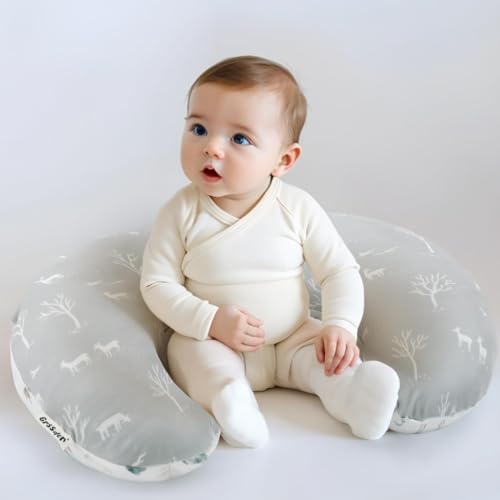 Image of GRSSDER Nursing Pillow Cover Stretchy Minky Removable Nursing Covers for Breastfeeding Pillows, Ultra Soft Comfortable Slipcover for Boy and Girls, Stylish Pretty Animals