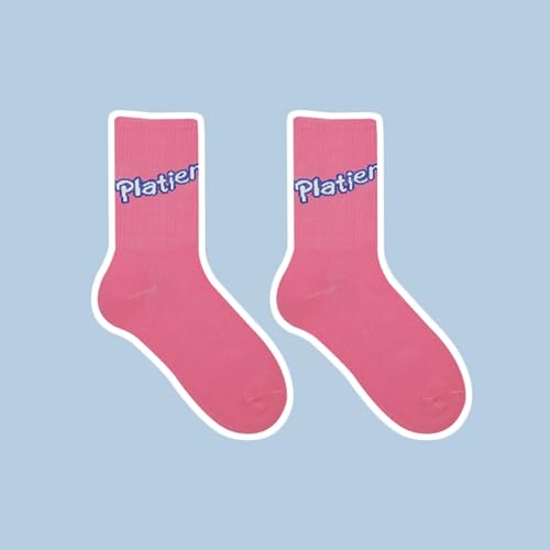 LilRoot Pink Socks Cute Hearts Leopard Printed Girls Sports Cotton Crew Socks Aesthetic Casual Socks for Women - 3 Pairs3