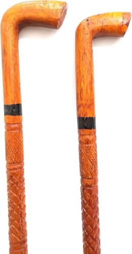Canne en bois sculptée à la main lot de 2 bâtons orange artisanaux