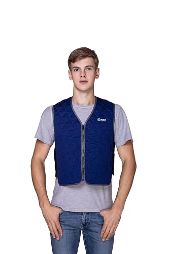 Lvaqx Chaleco de refrigeración por evaporación de agua para hombres y mujeres, chaqueta de refrigeración ligera para condiciones de calor, equipo de ciclismo de verano, Azul, Large