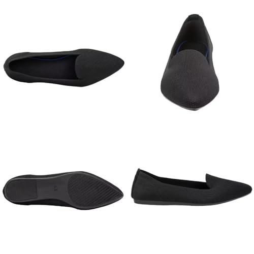 Image of Frank Mully Women's Casual Loafer Flats Slip On Loafer Shoes Comfortable Knit Flat Shoes Classics Pointy Toe Loafer Flats,for Work,Travel