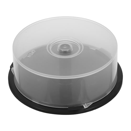 BESPORTBLE Seau de Rangement Transparent pour CD/Dvd Capacité 25 Disques Plastique Solide Conteneur Rond Pratique pour Maison Bureau et Dortoir
