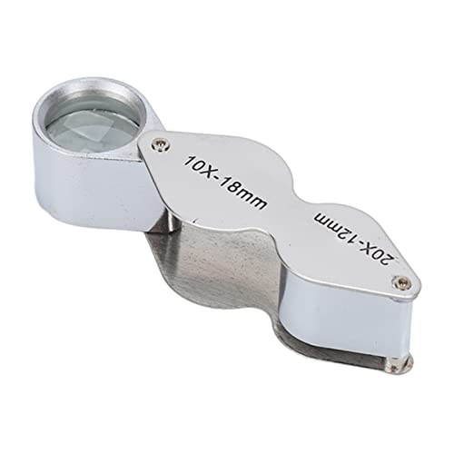 Lupa de lente dupla, todas as lentes de vidro óptico carcaça de liga de zinco dobrável 10x20x lupa d