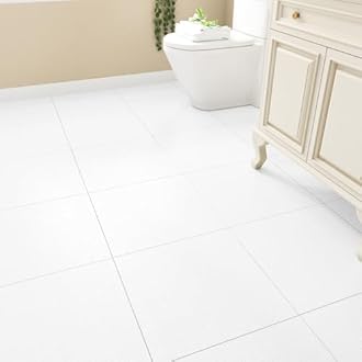 White Peel and Stick Floor Tile Vinly Flooring Tiles Bathroom Stick on Floor ...