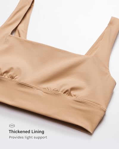 Image of INLYRIC Women's Inbarely Outwear Longline Square Neck Bralette Supportive Unlined No Underwire Yoga Sports Bra