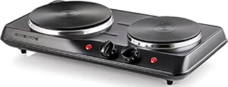 OVENTE BGS102B Countertop Electric Double Cast-Iron Burner with Adjustable Temperature Control, 7