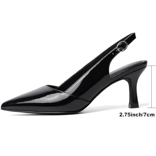 Image of Mostrin Kitten Heels for Women Slingback Pointed Closed Toe Heels Women's Pumps Shoes for Wedding, Party, Commuting