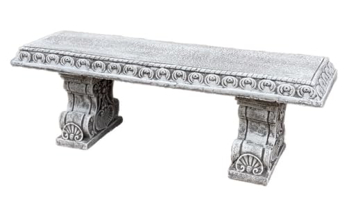 stoneandstyle Banco decorativo de piedra fundida, gris, 62 cm de ancho x 20 cm de alto x 13 cm de profundidad, 14,6 kg, resistente a las heladas hasta  30 °C, hecho a mano en Alemania