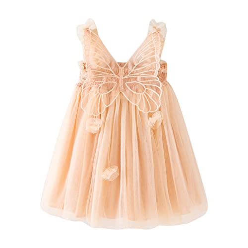 Toddler Girls Tulle Dress Sleeveless Princess Dress with Butterfly Elegant Strap Mesh Fluffy Flower Casual Tutu Dresses