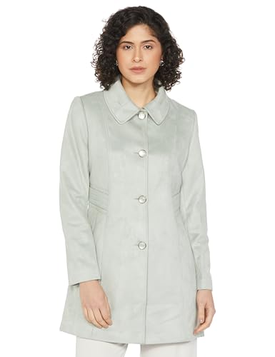 Image of Qube By Fort Collins Women's Semi-Long Tweed Coat with Knitted Finish - Elegant Winter Outerwear for Casual and Formal Looks