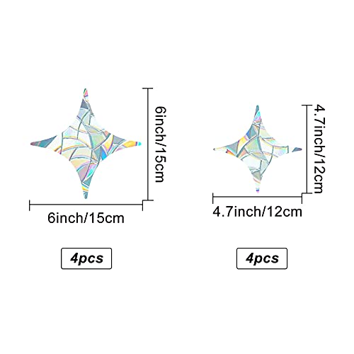 Image of GORGECRAFT 8PCS Star Static Window Clings Anti-Collision Prevent Bird Glass Decals Stickers Alert Decals Non Adhesive Prismatic Vinyl Film Deflectors Ring Sun Catcher for Prevent Stop Birds