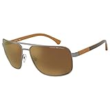  Emporio Armani Herren EA2084 Sonnenbrille, Grau (Matte Gunmetal/Brown Mirror Gold), 63