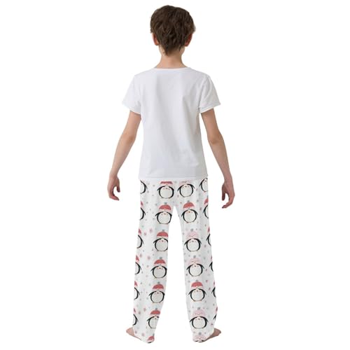 ZZXXB Penguin with Hat Boys Long Pants Soft Trousers Elastic Waist Kids Lounge Bottoms with Pockets S-XL3
