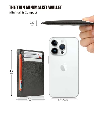 Genuine Leather Credit Card Wallet Slim Card Holder Wallet for Men and Woment(Black)4