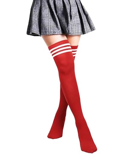 PROPOG Calcetines Largos Mujer, Medias Calcetines Deportivos de Fútbol, Calcetines Largos para Cosplay, Disfraz de Animadora Universitaria Hasta la Rodilla (Rojo) | Ya disponible en tu tienda friki favorita! En mundofriki.es!