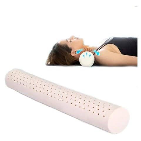 YHZEXUDA Thailand Natural Latex Pillow, Cervical Neck Roll Memory Latex Pillow, Bolster Pillow, Round Neck Pillows Support for Sleeping | Bolster Pillow for Bed, Legs Cover