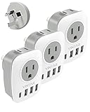 3 Pack Australia New Zealand Power Plug Adapter, VINTAR Australia Travel Adapter with 1 USB C,3 USB Ports and 2 American Outlets, 6 in 1 Type I Plug Adapter for US to Australia, Argentina, China