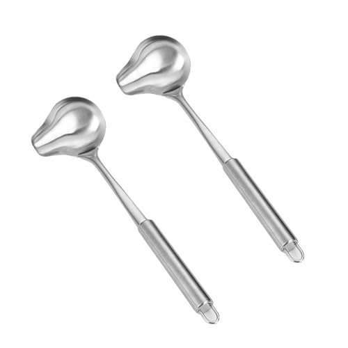 2 mestoli per salse con beccuccio, 30 cm, in acciaio inox, cucchiaio per salse con beccuccio, piccolo mestolo per salse, salse da zuppa, condimenti