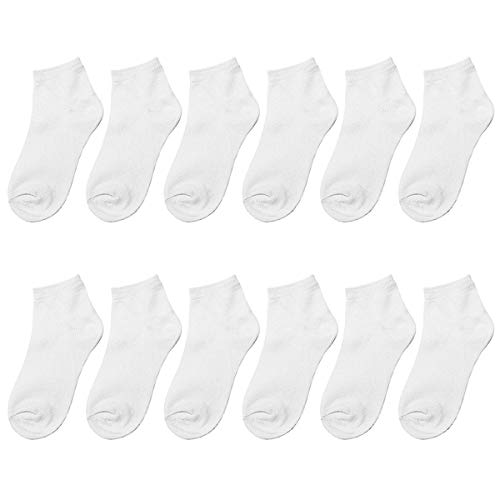 Falari Boys Cotton Socks, Toddler Kids Size, 12 Pairs, Ankle Socks for School Day Wear
