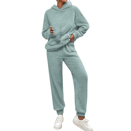 Tute Donna Da Casa Invernale Curvy Comode Tuta In Ciniglia Calda Casual Felpa Pile Con Cappuccio E Pantaloni Set Coordinati Tuta Due Pezzi Morbida Completo In Pile Loungewear Tute Calde Per Casa