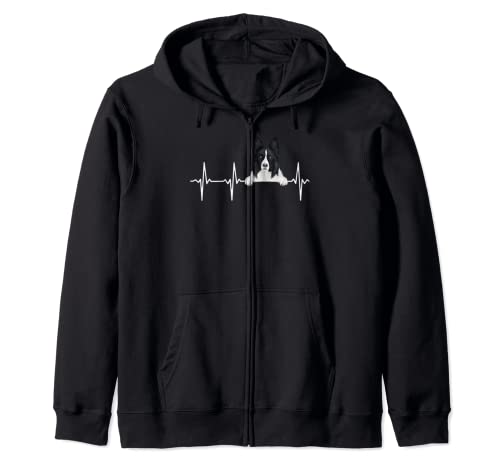 Funny Dog Heartbeat For Border Collie Lovers Zip Hoodie, Black
