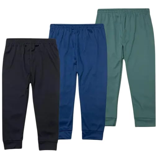 Image of Unisex Kid's Polyester Solid Printed Elastic Waistband Combo Multicolor Track Pants Casual Fit 98