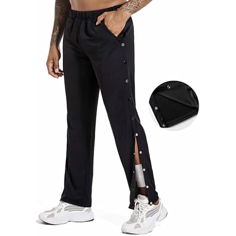 Tearaway Pants-Post Surgery Snap Button Tear Away Elastic Waist Pants,rip Off Pants for Disability/Fracture/Surgery Patients- Men's(L) Black Cover