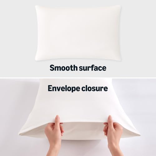 Amazon Basics Cooling Pillow Cases for Hot Sleepers, Soft Pillow Covers, Silky Smooth on Hair and Skin, High Elastic and Envelope Closure for Snug Fit, 20" x 36", King, White, Pack of 1 - image 5
