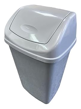 Chabrias Ltd Grey Swing Bin 50 Litre Waste Rubbish Recycling Bin - Flip Top Dustbin for Home, Kitchen, and Office