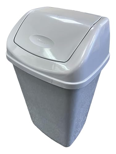 Chabrias Ltd Grey Swing Bin 50 Litre Waste Rubbish Recycling Bin - Flip Top Dustbin for Home, Kitchen, and Office