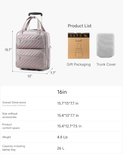 Image of LUGGEX Underseat Carry On Bag, Grey Pink, 16 inch
