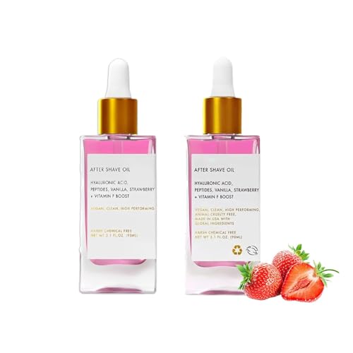 Strawberry Vanilla After Shave Oil Women for Smooth Skin, Soft Serve After Shave Oil, Smooth Skin for Women, Truly After Shave Oil - Strawberry & Vanilla Scent, Prevent Ingrown Hairs & Dryness (2pcs)